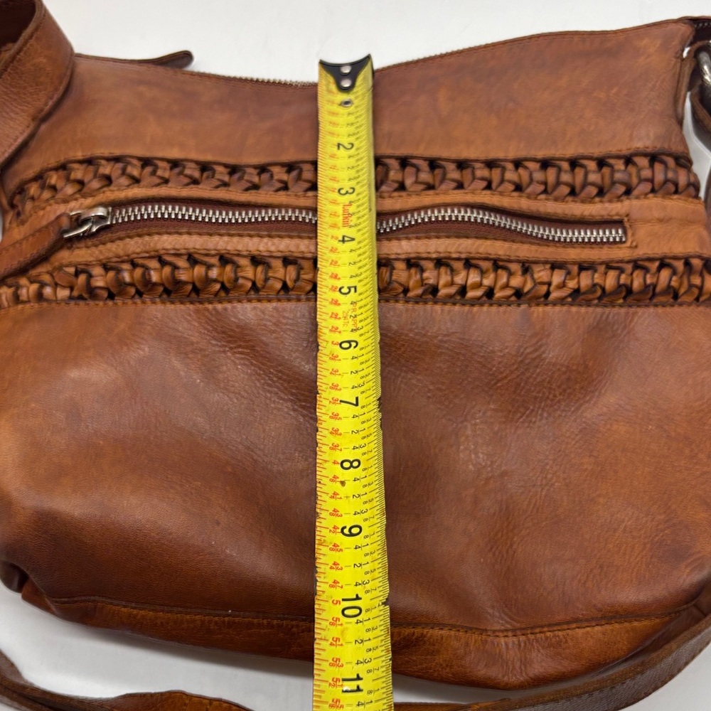 Vilenca Brown Braided Boho Leather Crossbody Bag BRN8530A - Picture 10 of 13